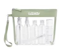 LUZWAY Borsa da Toilette da Viaggio,Beauty Case da Viaggio Trasparente, Set Bottigliette da Viaggio per Aereo 8 Pezzi Contenitori Liquidi 100ml kit Viaggio Aereo Accessori Utili Buste Donna Uomo