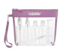 LUZWAY Borsa da Toilette da Viaggio,Beauty Case da Viaggio Trasparente, Set Bottigliette da Viaggio per Aereo 8 Pezzi Contenitori Liquidi 100ml kit Viaggio Aereo Accessori Utili Buste Donna Uomo
