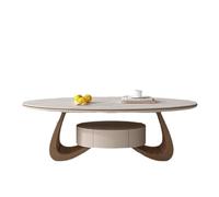 LUZZILE Mesa para Centro De Sala Tavolino da caffè Ovale Semplice con lastra di Roccia for Soggiorno con cassetti, Tavolo for la casa, Piccolo Tavolo da tè Tavolino da caffè(140x80x42cm)