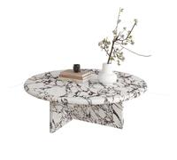 LUZZILE Mesa Para Centro De Sala Tavolino rotondo in marmo Tavolino da salotto Piccolo appartamento Tavolino da caffè leggero di lusso in stile crema italiano Tavolino da caffè(Size:100 * 100 * 38cm)