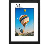 LVAOUO Cornice portafoto A4, in legno e PVC, colore nero, 21 x 29,7 cm, versatile cornice A4, display orizzontale o verticale, montaggio a parete