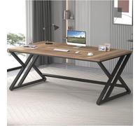 LVB Grande scrivania rustica per computer, industriale extra lunga, scrivania per casa e ufficio, scrivania in legno per scrittura, studio, postazione di lavoro per casa colonica, scrivania per 2