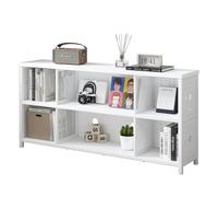 LVB Libreria orizzontale bianca, moderna libreria a cubo, organizer per libri, in legno, grande, industriale, bassa, lunga, per ufficio, casa, camera da letto, soggiorno, rovere bianco, 160 cm