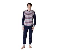 LVB Set di Pigiama Lungo Scollo Tondo con Casacca Tinto in Filo Uomo