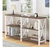 LVB Tavolo da ingresso in fattoria, tavolo da divano in legno industriale con ripiano di stoccaggio, moderni tavoli consolle dietro il divano per soggiorno, tavolo da ingresso in legno