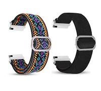 LvBu Cinturino compatibile con Honor Watch ES, Braccialetti in tessuto regolabili, morbido ed elastico, cinturino di ricambio per Honor Watch ES Smartwatch, Fiore nero+viola, cinghia