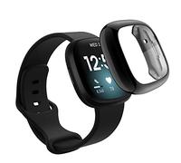 LvBu Cinturino e custodia compatibile con Fitbit Sense, Sport Silicone Classic di ricambio e custodia in silicone per Fitbit Sense/Versa 3 Smartwatch, Cinturino nero+custodia nera, Classico