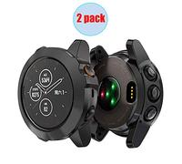 LvBu Custodia Compatibile per Garmin Fenix 5X, [2 Pezzi] Antiurto Schermo TPU Protezione Cover Protettiva per Garmin Fenix 5X (Nero+Nero)