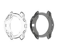 LvBu Custodia Compatibile per Garmin Serie Fenix 6, [2 Pezzi] Antiurto Schermo TPU Protezione Cover Protettiva per Serie Fenix 6 (Serie Fenix 6, Trasparente+Nero)