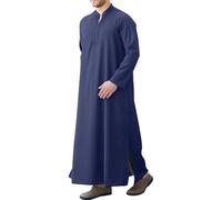 LVCBL Caftano da uomo a maniche lunghe Thobe con tasche, vestibilità universale M-3XL, Blu, L