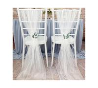 LVCHAO 2pcs Pearl Tulle White Chair Sashes 75x200cm Long Aisle Wedding Back Side Decorations Sheer Church per Banchetti e Feste(White)