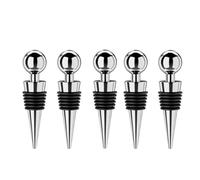 LVCHAO 5Pcs Bar Tool Conical Wine Stoppers Sealed Metal Champagne Stopper Reusable Storage Twist cap Plug Home per Cucine e Bar(Silver)