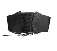 LVCHAO Corda for cravatta vintage elastica in vita da donna indossata all'esterno della che stringe il corsetto con rivetto e cintura dimagrante per Abiti, Pantaloni(Black,XL 95cm)