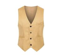 LVCHAO Gilet da uomo di marca, slim fit, con scollo a V, stile coreano, elegante, formale, lavoro, matrimonio(Khaki,M)