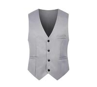 LVCHAO Gilet da uomo di marca, slim fit, con scollo a V, stile coreano, elegante, formale, lavoro, matrimonio(Grey,4XL)