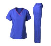 LVCHAO Uniforme chirurgica Donna Ospedale Clinico Salone di Bellezza Spa Top e Pantaloni Set di Uniformi for Scrub Infermieristico da Donna(Blue,S)