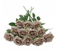 LVEFIT 12 pezzi di rose artificiali, rose di sabbia, rose di seta con gambo lungo, bouquet per matrimonio, addio al nubilato, festa, decorazione