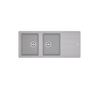 Franke: Lavello due vasche con gocciolatoio Boston BFG 621 114.0276.592 finitura fragranite alluminio da 116x50 cm