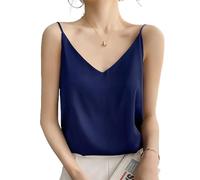 LVFU canotta di seta da donna, top con scollo a V e spalline, camicia da lavoro ampia con collo sexy, collo sexy da spettacolo perfetto (H,L)