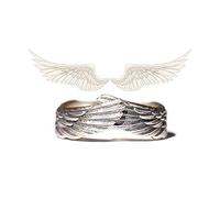 LVGPH Hug Wings - Anello con piuma d'angelo, in rame, aperto, regolabile, stile vintage, colore: bianco e argento, ideale come regalo per donne, uomini, amanti e amici
