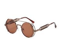 Lvguang Occhiali da sole unisex Steampunk in stile industriale, rotondi e sottili, con montatura in metallo, stile antico, alla moda, flessibile, per occhiali protettivi estivi e esterni, protezione