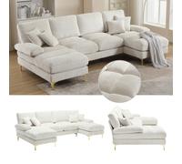 LVHOM Divano componibile moderno a forma di U grande, tessuto ciniglia, con doppie poltrone reclinabili, adatto a vari scenari.