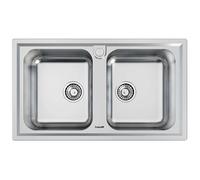 Foster Lavello ad Incasso a Bordo Standard a Due Vasche Elettra 5886 060 Finitura Spazzolato da 86x50cm