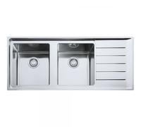 PRONTA CONSEGNA - Franke: Lavello due vasche con gocciolatoio a destra Neptune Plus NPX 621 101.0068.377 finitura inox satinato da 116x51 cm