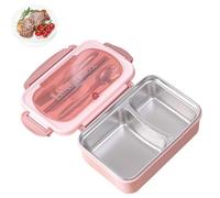 lvifloae 1-3 pezzi Contenitore per Alimenti Contenitore per Pranzo Portatile Coibentato in Acciaio Inossidabile 304 Box Studente Lavoratore Lunch Box 304 Modello a (Verde、Rosa) (Rosa)