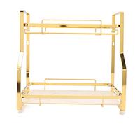 lvifloae Étagère de rangement générique pour salle de bain, organisateur d'angle mural, support debout pour salon, chambre à coucher, cuisine, blanc et or (2 niveaux)