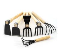 lvifloae Hoe Garden Tool E Model Short Handled Hoe Stainless Steel Construction with Polished Blade And Anti Bend Design. Ergonomic for Use in Heavier Soils Weeding Wood Coloured And Black (Type B)