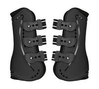 lvifloae Horse Front Leg Boots with Breathable Holes, PU & Neoprene Impact Resistant Protector Fastening Buckle for Secure Fit for Jumping Riding & Eventing, Anti - Slip Design (L)