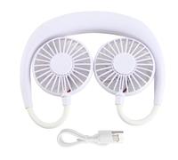 lvifloae la appesa al collo portatile, doppio desktop USB ricaricabile a 3 velocità sport personali regolabile mini ventilatore che soffia aria fredda, per raffreddamento quotidiano, (Bianco)