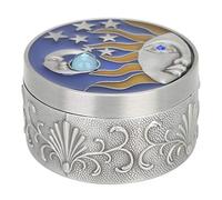 lvifloae Mysterious Celestial Body Retro Star Moon Secret Moonlight Pearl Baby Box Vintage Jewelry Storage Box Case Craft Gift Ornament Trinket Storage Boxsilver (Tin colored edge)