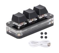 lvifloae Programmable Gaming Keypad, Mini Keypad, Customized Keypad 3 Keys ABS Blue Switch RGB Light USB for Industrial Control Gaming Scenarios