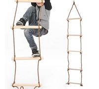 lvifloae Scala di Corda da Arrampicata in Legno a 5 pioli Scala di agilità Regolabile Giocattolo per Il Fitness per Bambini Attrezzatura per Il Divertimento Percorso a Ostacoli