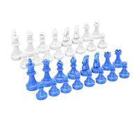 lvifloae Set di Pezzi degli Scacchi da 32 Pezzi, Scacchi in Plastica Cava Blu Bianco Altezza 49 Mm Scacchi Internazionali Standard Senza Scacchiera per L'allenamento Quotidiano