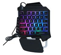 lvifloae Tastiera da gioco meccanica portatile cablata USB a 35 tasti con una sola mano con retroilluminazione a LED dotata di ampio poggiapolsi