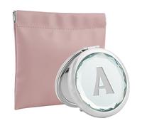 Lvjke Specchietto da borsetta, Pieghevole specchietto da borsa con funzione di ingrandimento, Cristallo scintillante specchio rotondo a doppia faccia, Con custodia in PU, Adatto a donne e ragazze (A)