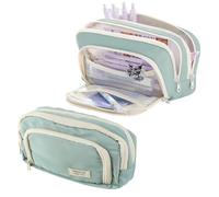 Lvjkes Astuccio Monocromo, Astuccio con 3 Scomparti, Semplice Alta capacità Organizer Estetico per Cancelleria per Bambini, Ragazzi, Ragazza, Adolescenti, Studenti, Blu, 21 x 13 x 7 cm