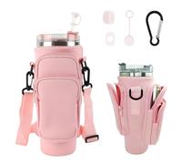 Lvjkes Borsa per Stanley Cup 1,2 l/40 oz, Borsa Accessori Stanley Cup con Scomparto per Cellulare, Tracolla Regolabile, Porta Bottiglia con Tre Tasche per Viaggi, Escursioni e Ciclismo, Rosa