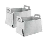 Lvjkes Cestini Portaoggetti, 2 Pezzi Sentito Cestino Portaoggetti, Ceste Portaoggetti Pieghevole, 2 Maniglie su Entrambi i lati, Adatto per Riporre Oggetti in Casa (30cm x 20cm x 20cm) - Grigio