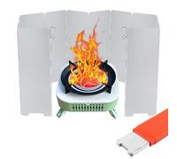 Lvjkes Paravento Fornello Campeggio, 12 Piatti Parabrezza Campeggio Pieghevole, Alluminio resistente alle alte temperature, con custodia di stoccaggio per viaggi, campeggio, escursioni, arrampicate