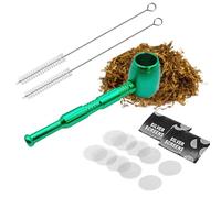 Lvjkes Pipetta per fumare, Mini pipe da tabacco in metallo, Include 2 spazzole per la pulizia e 10 filtri, Testina Rimovibile per una Facile Pulizia, Adatta per Prodotti del Tabacco (Verde)