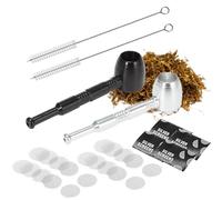Lvjkes Pipetta per fumare, Mini pipe da tabacco, Include 4 spazzole per la pulizia e 20 filtri, Testina Rimovibile per una facile pulizia, Adatta per prodotti del tabacco (/2 pezzi/Nero e Argento)