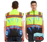 Lvkakmox Giubbotto refrigerante con batteria da 21 V, 20000 mAh, 2 ventole senza spazzole, per uomini e donne, Giallo - Riflettente, M