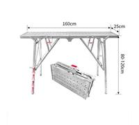 LVLDAWA Piattaforma Lavoro Ad Altezza Regolabile, Scala Pieghevole Resistente Gradino Antiscivolo, Attrezzatura Per Ponteggi Portatili In Acciaio Zincato(25x160cm)