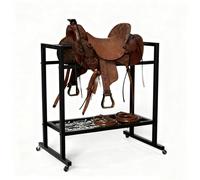 LVLDAWA Supporto Per Sella, Supporto Per Sella Western Metallo Resistente, Carrello Porta Sottosella Indipendente Ruote Contenere Finimenti, Sottosella Accessori