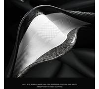 LVLIANGWANXIANGBAIHUO Antiscivolo Pelle Microfibra Coprivolante per Polestar 2 I 2020-2024,Traspirante Coprivolante M 37-38cm,Coprivolante in Pelle PU e Radica Look, D Type 38MM