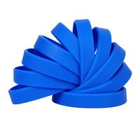 LVNRIDS 100 pezzi Braccialetti in Silicone Blu, 18 cm Riutilizzabile Braccialetti Elastici in Gomma per Bambini e Ragazzi, Bracciale Colorati per Feste, Eventi, Festival Musicali,Sport